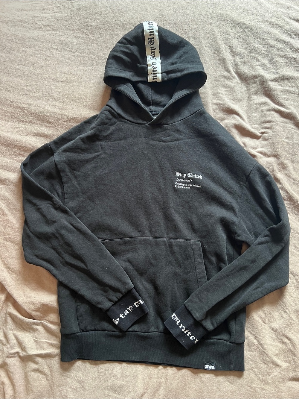 Pull&Bear Black Hoodie with White Script Trim
